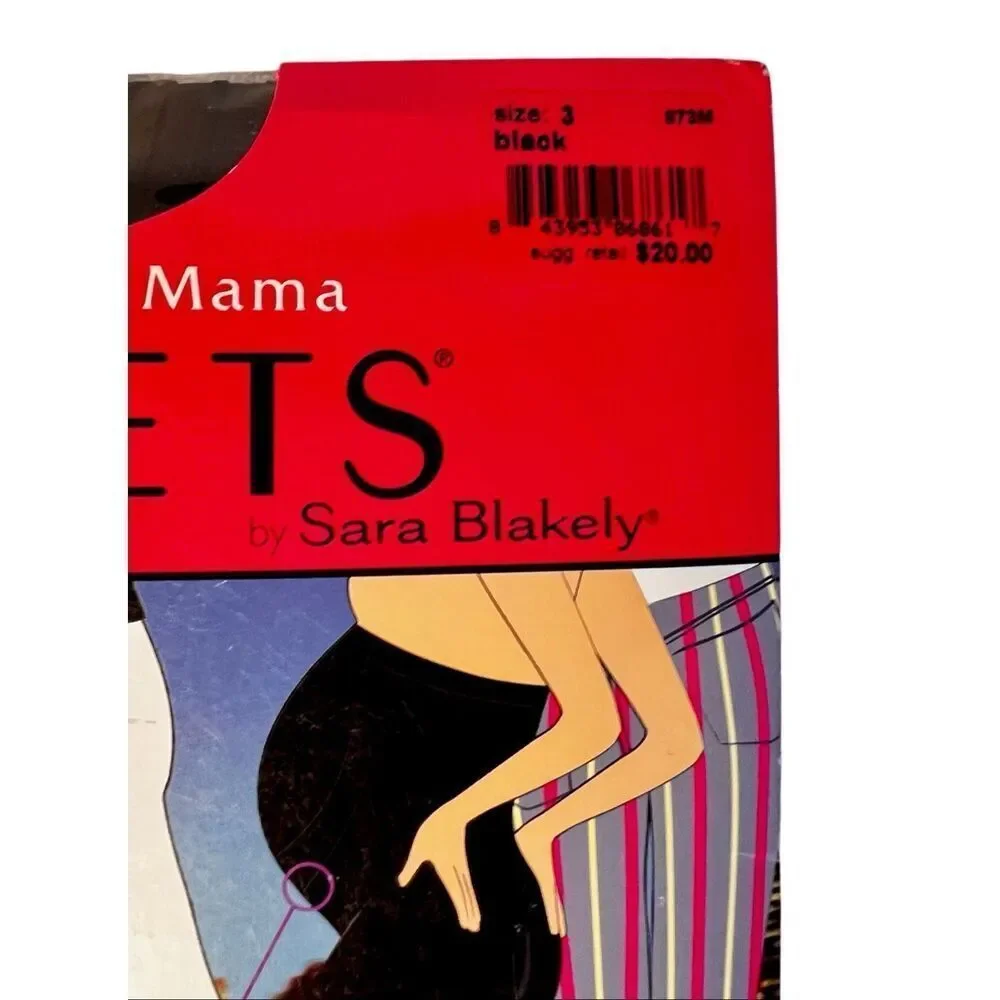 New Marvelous Mama Assets by Blakely BLACK Maternity Opaque Stripe Tights Sz 3